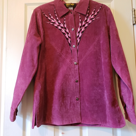 Bob Mackie pink leather jacket Medium - Picture 3 of 10